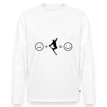 Smile Face and Skiing - (2) - Men's Premium Organic Long Sleeve Shirt - white - Front - Nico (187cm)