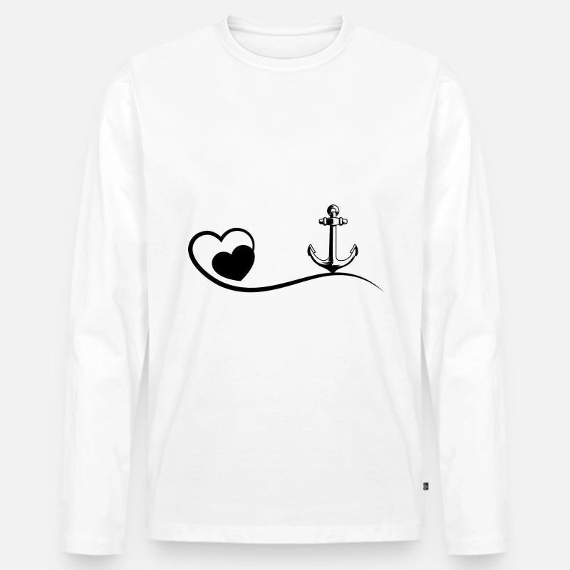 Herz und Segelboot - (2) - Männer Premium Bio Langarmshirt - Weiß