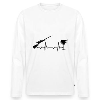 Vin heartbeat et chasse - - T-shirt manches longues Premium bio Homme - blanc - Devant - Nico (187cm)