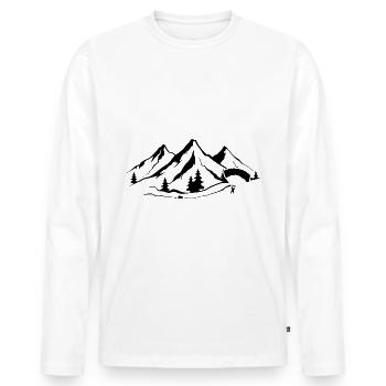 Montagne 1 et parapente - - T-shirt manches longues Premium bio Homme - blanc - Devant - Nico (187cm)