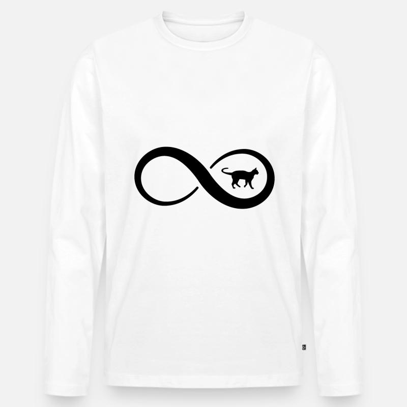 Unendlichkeit und Katze - - Männer Premium Bio Langarmshirt - Weiß