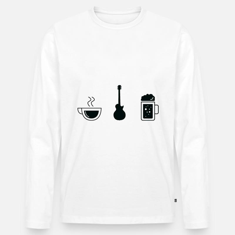 Kaffee-Biergitarre - Gu - Männer Premium Bio Langarmshirt - Weiß