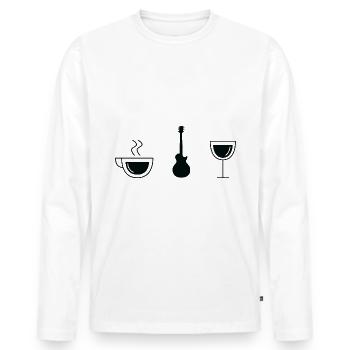 Guitare à vin de café - Gu - T-shirt manches longues Premium bio Homme - blanc - Devant - Nico (187cm)