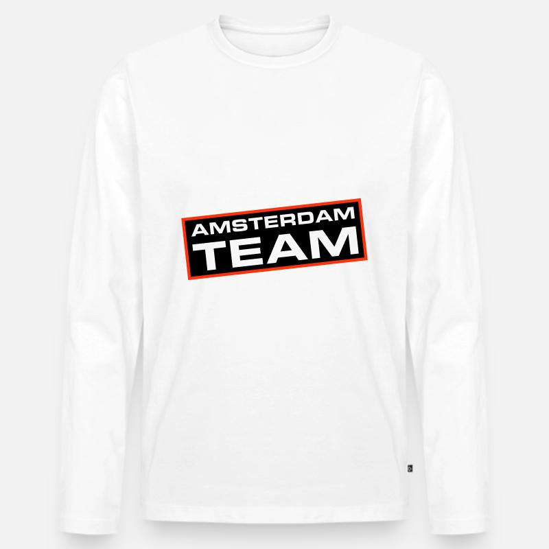 Amsterdam Team - Männer Premium Bio Langarmshirt - Weiß