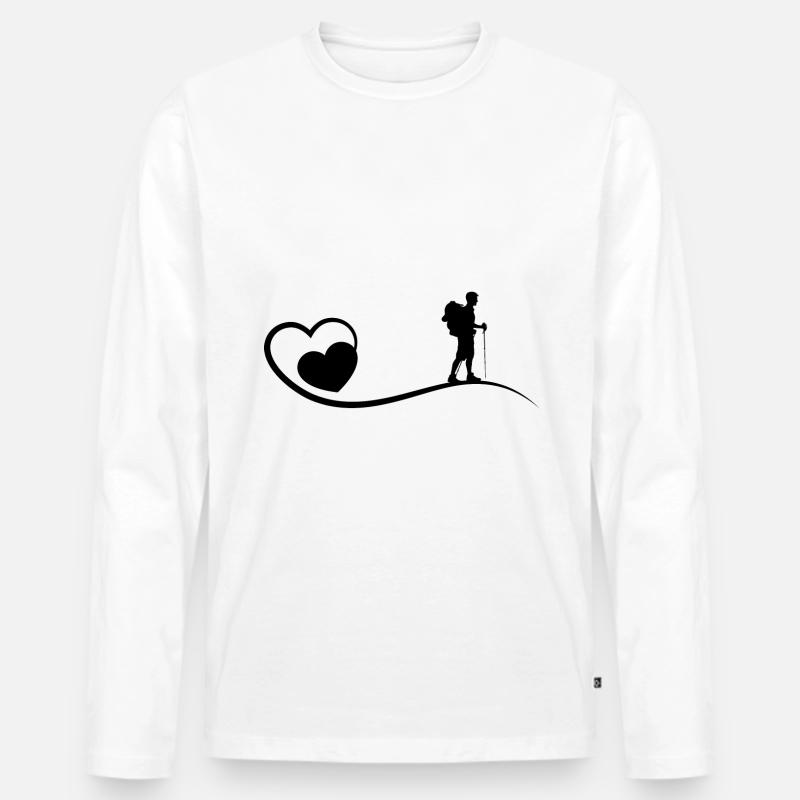 Herz und wanderer - - Männer Premium Bio Langarmshirt - Weiß