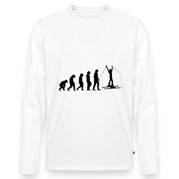 Évolution et ski - - T-shirt manches longues Premium bio Homme - blanc - Devant - Nico (187cm)