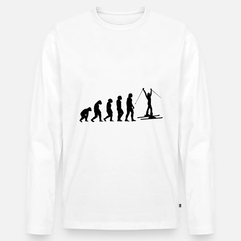 Evolution and Skiing - - Men's Premium Organic Long Sleeve Shirt - white