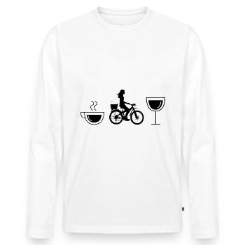 Coffee wine and cycling - (2) - Men's Premium Organic Long Sleeve Shirt - white - Front - Nico (187cm)