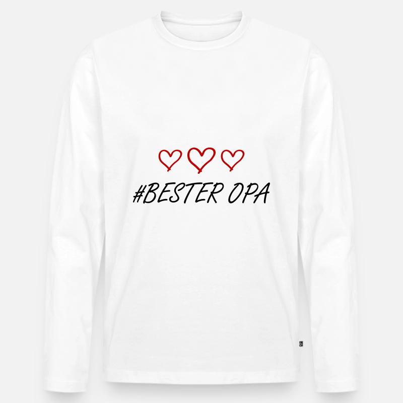 Bester Opa Herz Liebe - Männer Premium Bio Langarmshirt - Weiß