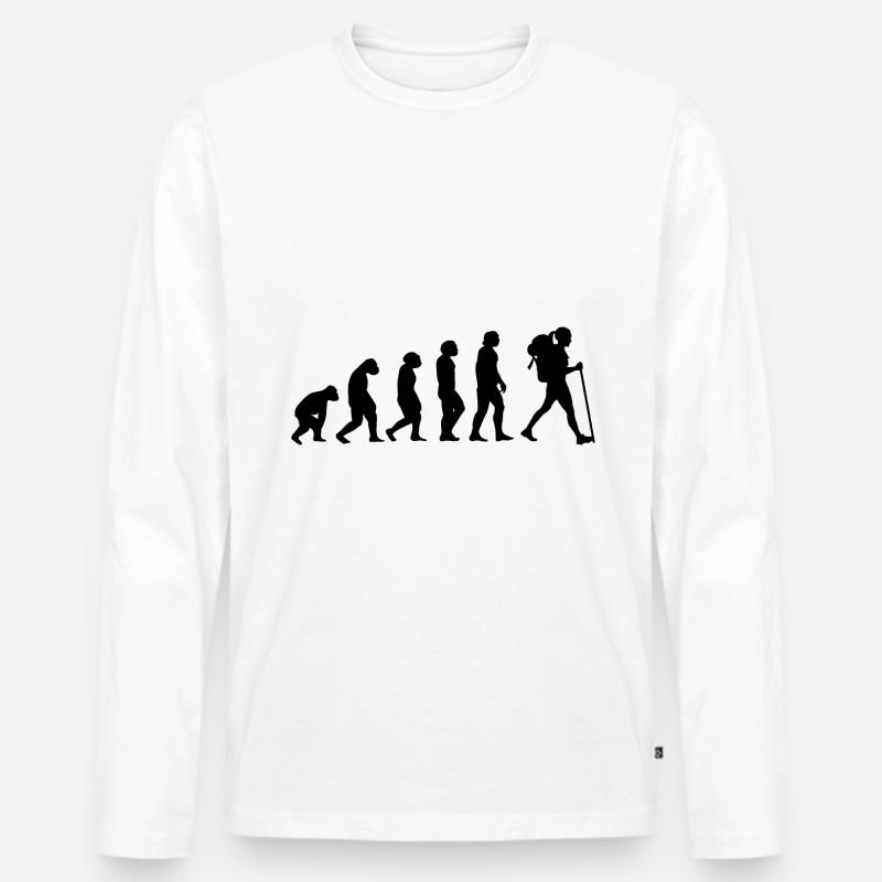 Evolution und Wandern - (2) - Männer Premium Bio Langarmshirt - Weiß