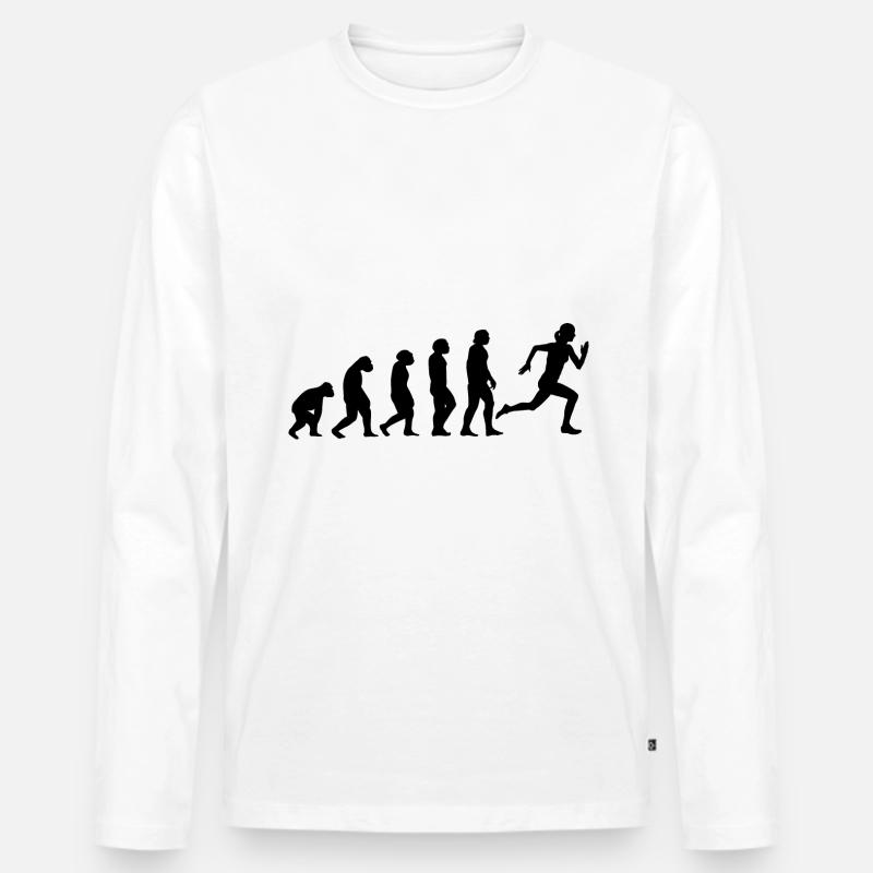 Évolution et course - - T-shirt manches longues Premium bio Homme - blanc