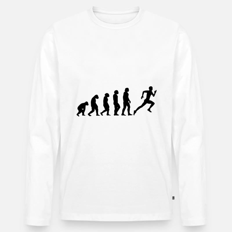 Evolution and Running - (2) - Men's Premium Organic Long Sleeve Shirt - white