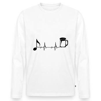 Heartbeat Bier und Musik - - Männer Premium Bio Langarmshirt - Weiß - Vorne - Nico (187cm)