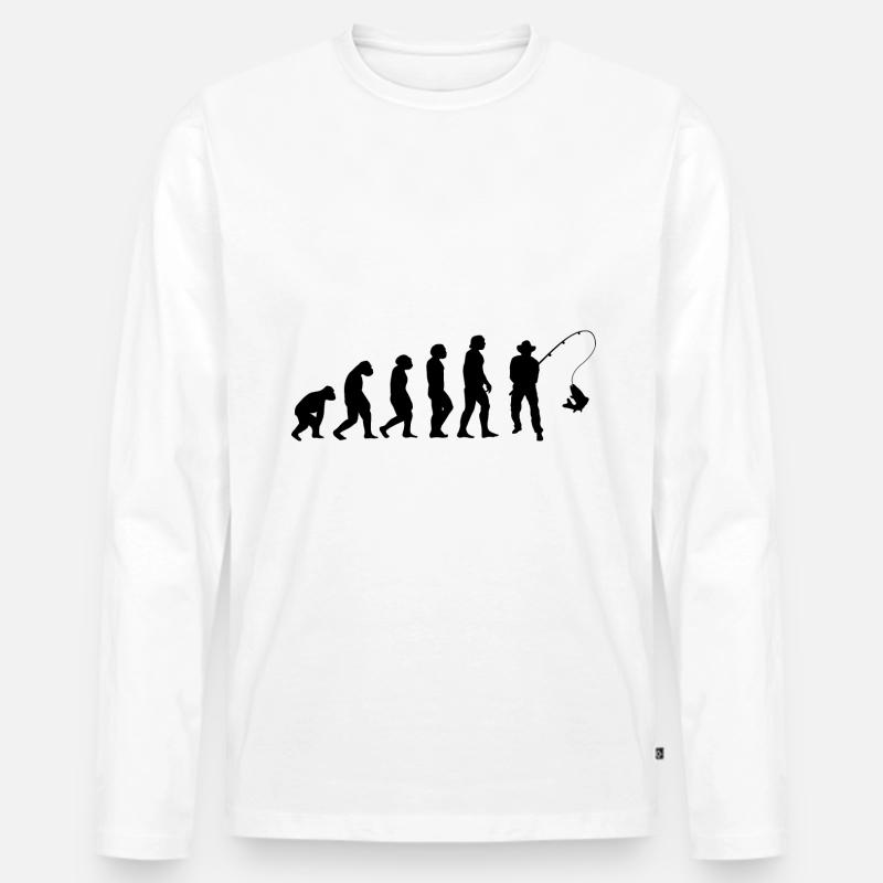 Evolution und Angeln - - Männer Premium Bio Langarmshirt - Weiß