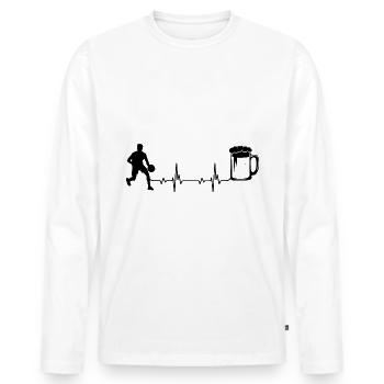 Heartbeat Bière et Basketball - - T-shirt manches longues Premium bio Homme - blanc - Devant - Nico (187cm)