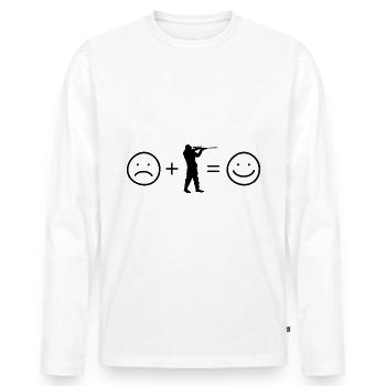 Smile Face and Hunting - (2) - Men's Premium Organic Long Sleeve Shirt - white - Front - Nico (187cm)