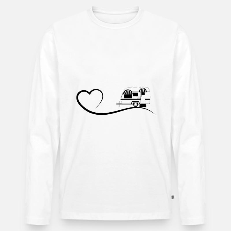 Herz und Camping - - Männer Premium Bio Langarmshirt - Weiß
