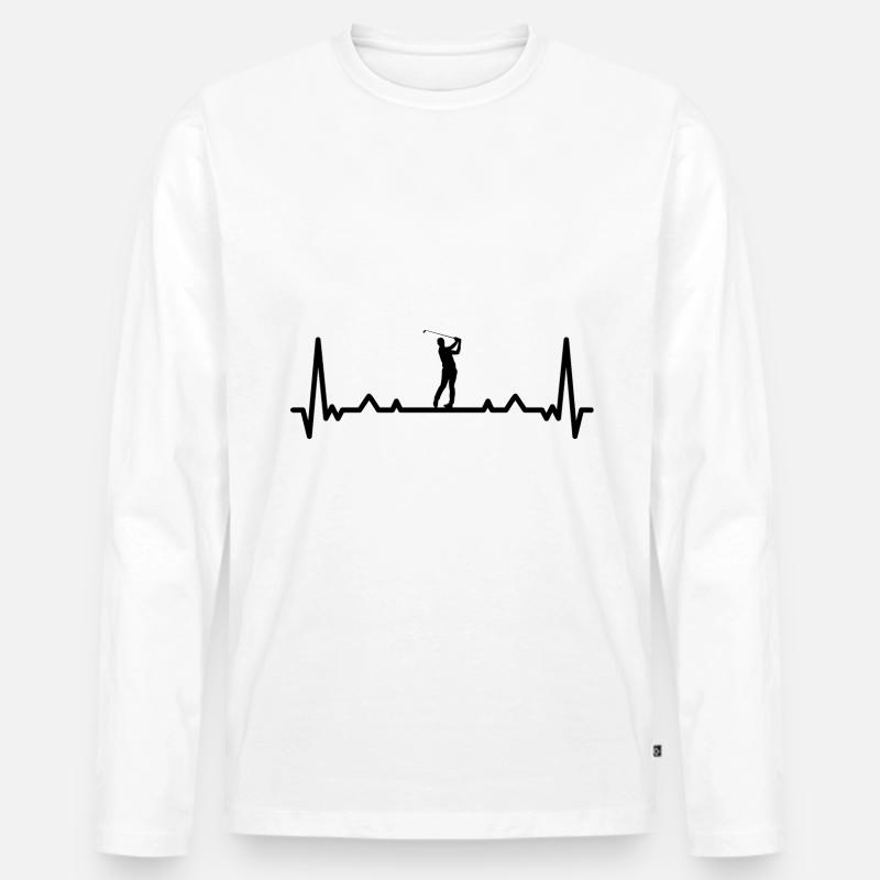 Herzschlag und Golf - - Männer Premium Bio Langarmshirt - Weiß