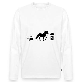 Café bière et cheval - (3) - T-shirt manches longues Premium bio Homme - blanc - Devant - Nico (187cm)