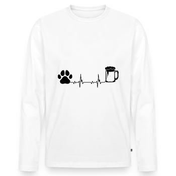 Heartbeat Bier und Hund - (2) - Männer Premium Bio Langarmshirt - Weiß - Vorne - Nico (187cm)