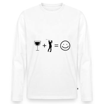 Wine Smile Face et Golf - - T-shirt manches longues Premium bio Homme - blanc - Devant - Nico (187cm)