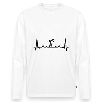 Heartbeat and Astronomy - - Men's Premium Organic Long Sleeve Shirt - white - Front - Nico (187cm)
