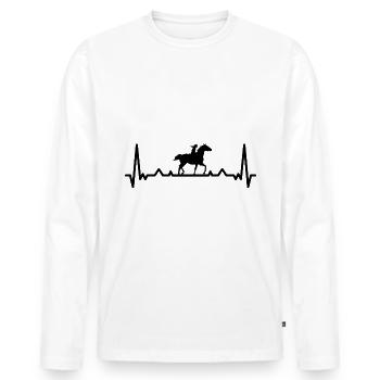Heartbeat and Horse - (2) - Men's Premium Organic Long Sleeve Shirt - white - Front - Nico (187cm)