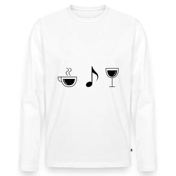 Kaffeewein und Musik - - Männer Premium Bio Langarmshirt - Weiß - Vorne - Nico (187cm)
