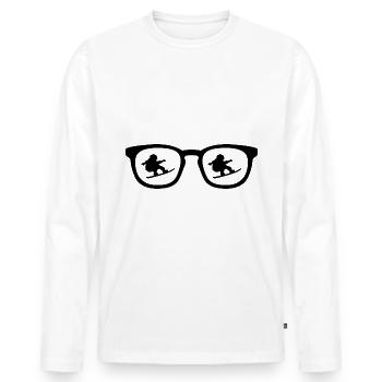 Sunglasses and snowboarding - - Men's Premium Organic Long Sleeve Shirt - white - Front - Nico (187cm)