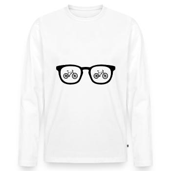Lunettes de soleil et vélo électrique - - T-shirt manches longues Premium bio Homme - blanc - Devant - Nico (187cm)
