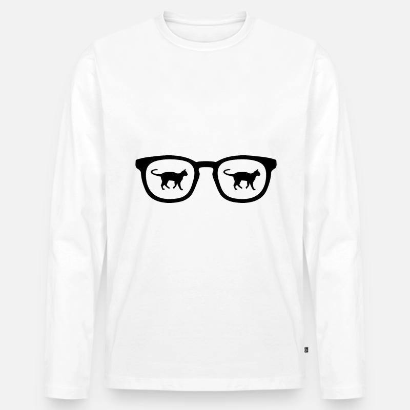 Sonnenbrille und Katze - - Männer Premium Bio Langarmshirt - Weiß