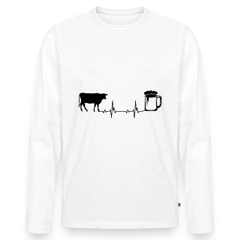 Heartbeat Bier und Kuh - - Männer Premium Bio Langarmshirt - Weiß - Vorne - Nico (187cm)