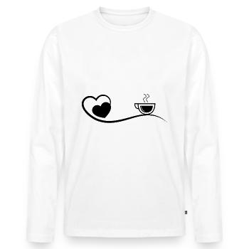 Heart and coffee - - Men's Premium Organic Long Sleeve Shirt - white - Front - Nico (187cm)