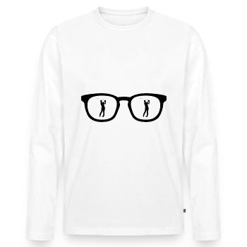 Lunettes de soleil et Golf - - T-shirt manches longues Premium bio Homme - blanc - Devant - Nico (187cm)
