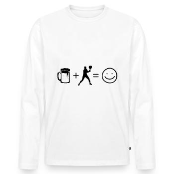 Beer Smile Face and Tennis - - Men's Premium Organic Long Sleeve Shirt - white - Front - Nico (187cm)