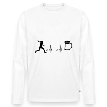 Heartbeat Beer and Tennis - - Men's Premium Organic Long Sleeve Shirt - white - Front - Nico (187cm)