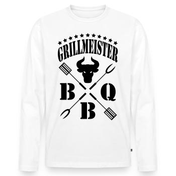 Grillmeister - Männer Premium Bio Langarmshirt - Weiß - Vorne - Nico (187cm)