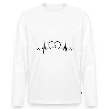Heartbeat heart and camping - (4) - Men's Premium Organic Long Sleeve Shirt - white - Front - Nico (187cm)