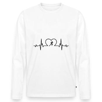 Heartbeat Heart et course - (3) - T-shirt manches longues Premium bio Homme - blanc - Devant - Nico (187cm)
