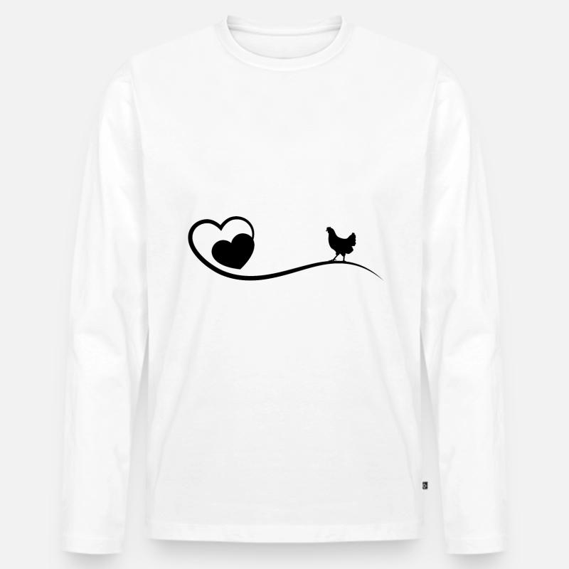 Herz und Hühnchen - - Männer Premium Bio Langarmshirt - Weiß