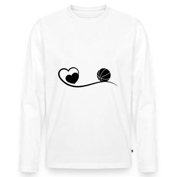 Cœur et Basketball - (2) - T-shirt manches longues Premium bio Homme - blanc - Devant - Nico (187cm)