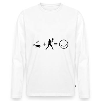 Coffee Smile Face and Tennis - - Men's Premium Organic Long Sleeve Shirt - white - Front - Nico (187cm)