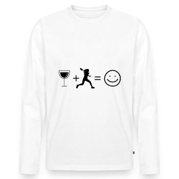 Wine Smile Face and Tennis 1 - - Men's Premium Organic Long Sleeve Shirt - white - Front - Nico (187cm)