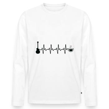 Guitare Coffee Heartbeat - Gu - T-shirt manches longues Premium bio Homme - blanc - Devant - Nico (187cm)