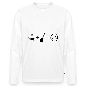 Kaffee Smile Face und Gitarre - - Männer Premium Bio Langarmshirt - Weiß - Vorne - Nico (187cm)