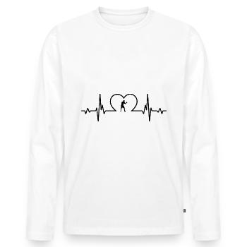 Cœur battant du cœur et boxe - - T-shirt manches longues Premium bio Homme - blanc - Devant - Nico (187cm)