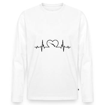 Cœur de battement de cœur et chasse - (4) - T-shirt manches longues Premium bio Homme - blanc - Devant - Nico (187cm)