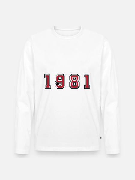 1981 year number - Men's Premium Organic Long Sleeve Shirt - white