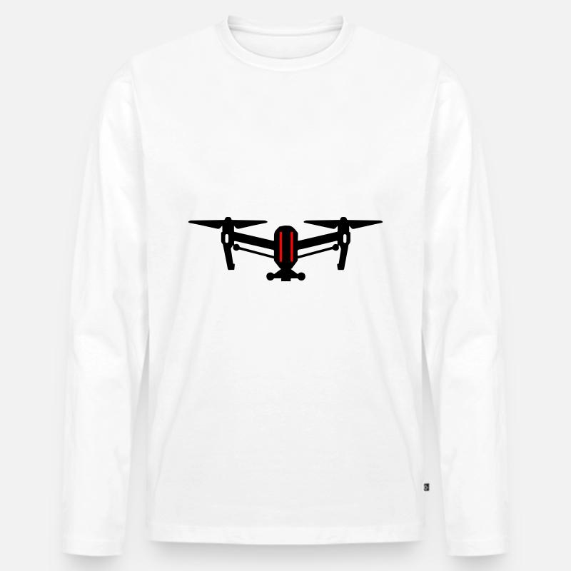 Drone Icon Symbol - Männer Premium Bio Langarmshirt - Weiß