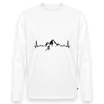 Heartbeat Mountain 1 and runs - (2) - Men's Premium Organic Long Sleeve Shirt - white - Front - Nico (187cm)